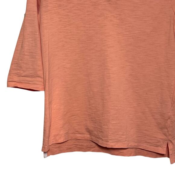 Brooks Brothers Size Small Peach Split Neck Embroidered Roll Tab Sleeves Tunic - Picture 3 of 6